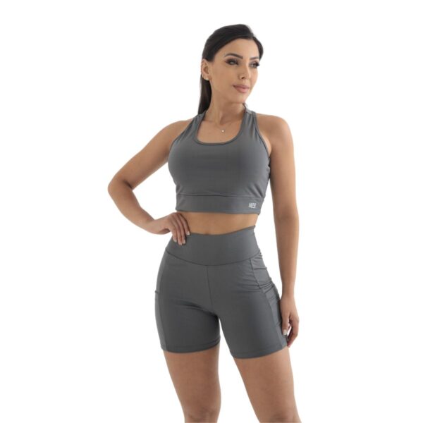 Conjunto Bermuda Feminino Celular CrossFit Academia Blackout - Imagem 12