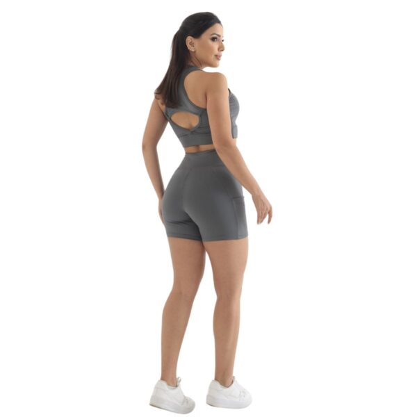Conjunto Bermuda Feminino Celular CrossFit Academia Blackout - Imagem 11