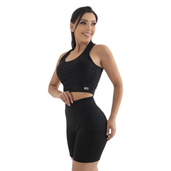 Conjunto Bermuda Feminino Celular CrossFit Academia Blackout - Imagem 5