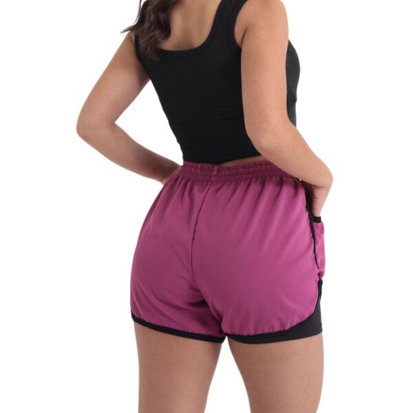 Short Feminino 2 em 1 Duplo Esportivo Academia Bolso Celular - Imagem 30