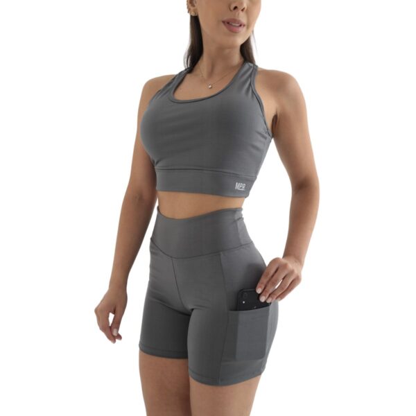 Conjunto Bermuda Feminino Celular CrossFit Academia Blackout - Imagem 10