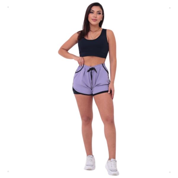 Short Feminino 2 em 1 Duplo Esportivo Academia Bolso Celular - Imagem 23