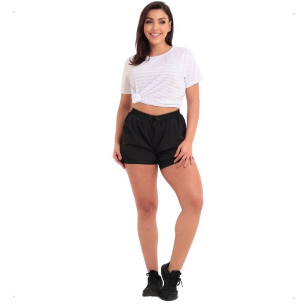 Short Feminino 2 em 1 Duplo Esportivo Academia Bolso Celular - Imagem 9
