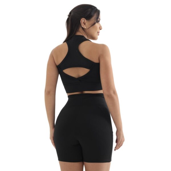 Conjunto Bermuda Feminino Celular CrossFit Academia Blackout - Imagem 2