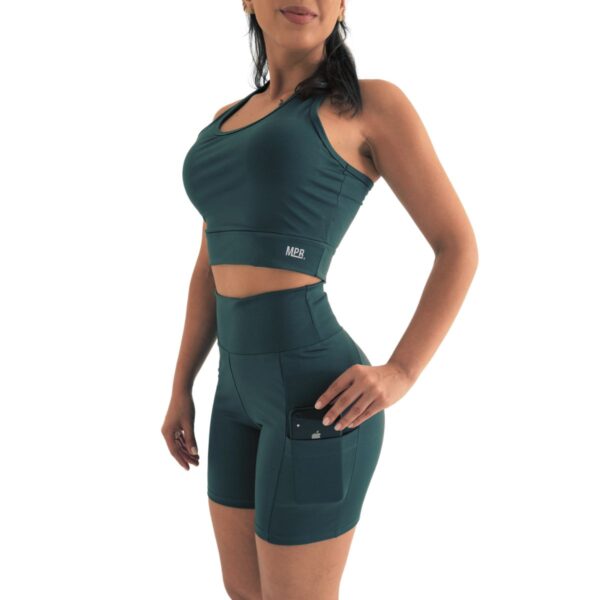 Conjunto Bermuda Feminino Celular CrossFit Academia Blackout - Imagem 7