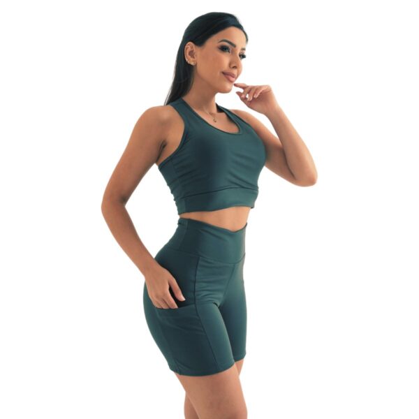 Conjunto Bermuda Feminino Celular CrossFit Academia Blackout - Imagem 9