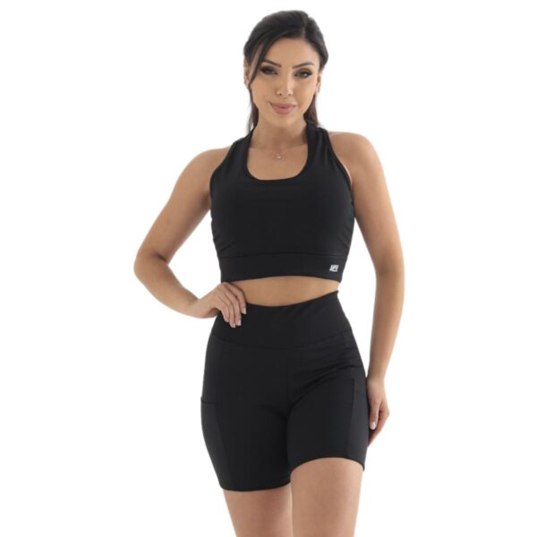 Conjunto Bermuda Feminino Celular CrossFit Academia Blackout - Imagem 4