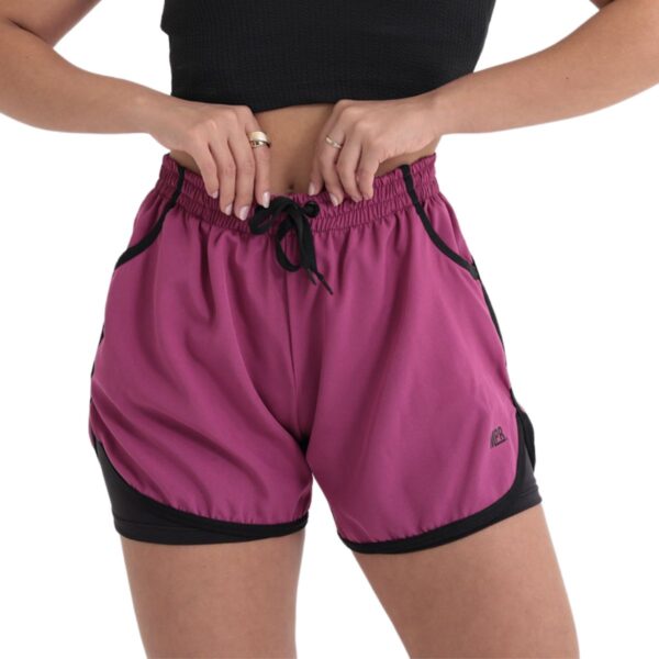 Short Feminino 2 em 1 Duplo Esportivo Academia Bolso Celular - Imagem 25