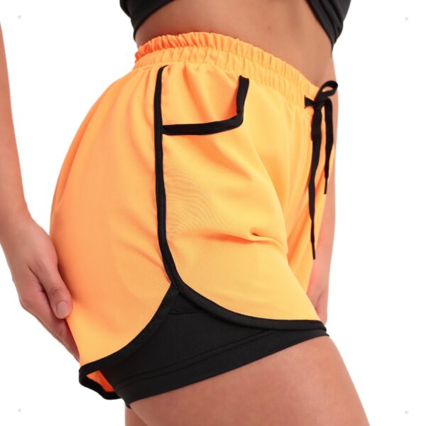 Short Feminino 2 em 1 Duplo Esportivo Academia Bolso Celular - Imagem 7