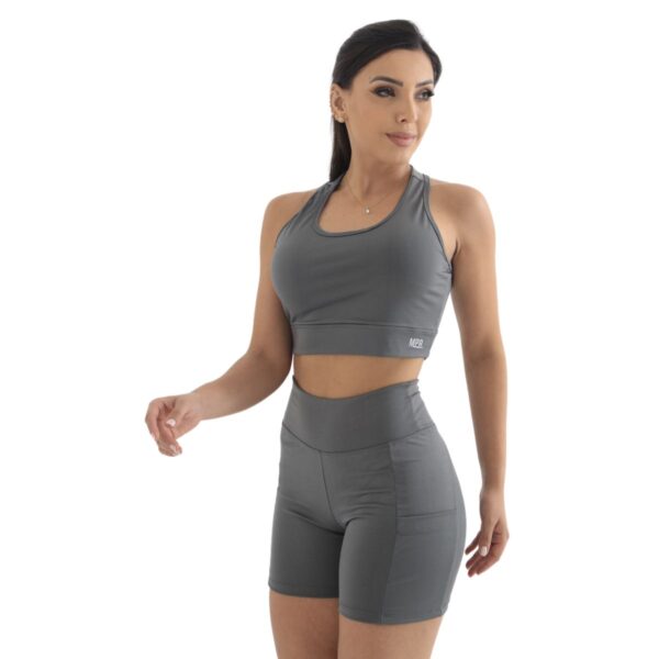 Conjunto Bermuda Feminino Celular CrossFit Academia Blackout - Imagem 13